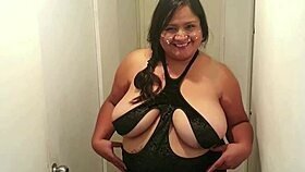 BBW Teases Cum Swallow Filling Her Big Belly Slowly