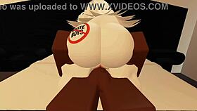Shy roblox girl turns slutty riding big cock wildly