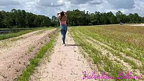 hottie in tight jeans bends for stranger's cock sucking her big ass out