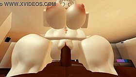 Shy roblox girl turns slutty riding big cock wildly