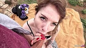 Curvy German's Quick Bareback Beach Cum Swallow