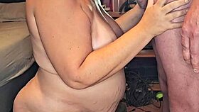 Pregnant wife eagerly sucks and strokes massive throbbing cock