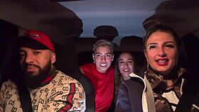 hey, uber driver picks up lesbian couple at airport and they all lick and squirt in the car