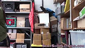 Caught brunette teen thief with small tits gets hardcore cumshot