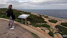 Curvy German's Quick Bareback Beach Cum Swallow