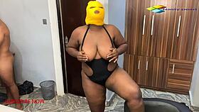 chubby ebony screams on big black cock doggystyle pounding