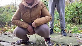 Curvy Milf Squats Pissing in Leggings Right Next to Me