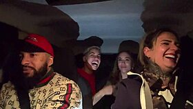 hey, uber driver picks up lesbian couple at airport and they all lick and squirt in the car