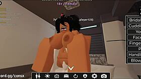 Gringa perrita bends over begging for doggystyle pounding during wild roblox game
