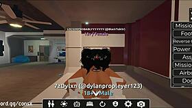 Gringa perrita bends over begging for doggystyle pounding during wild roblox game