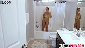Milf Teaches Young Stud Shaved Pussy Anal in Bathroom POV Lesson