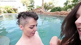 nikki sequoia and shelby paris enjoy pool time with their lifeguard