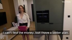 femdom pov landlord dominates with ball kicking for rent