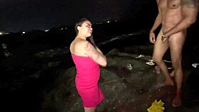 me and friends make latina slut fuck everyone at copacabana beach