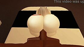 Shy roblox girl turns slutty riding big cock wildly