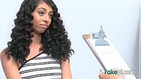 Curly shoplifter rides guard cock tight