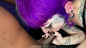 Goth PAWG takes first raw BBC pounding for interracial creampie finish