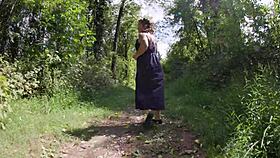 trail hiker slut plugs ass wide on public path