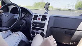 quick roadside cock suck and jerkoff action