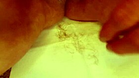 dawnskye1962 trims her thick hairy bush close up pov showing off that curvy mature belly and big natural tits