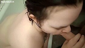 Amateur couple fucks hard in bathroom after steamy shower