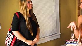 skinny blonde madelyn and brunette sofia finger each other's wet twats
