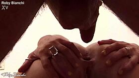 My girlfriend's couch gets soaked from hard pounding!