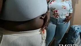 Gigantic ebony bbw ass claps hard on big black dildo