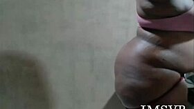 Gigantic ebony bbw ass claps hard on big black dildo