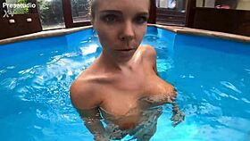 blonde big tits slut hardcore pool fuck creampie monster cock 😈💦🌊