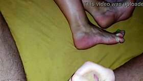 her mature lover indulges in playful foot fun