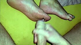 her mature lover indulges in playful foot fun