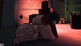 Bratty white femboy bent over alley gangbanged by two monster BBCS