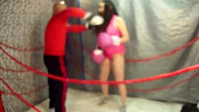 Hey juggy babe wrestles guy for cash or hard fuck