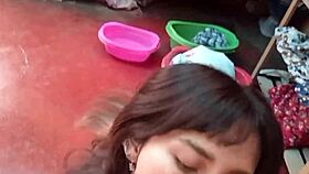 the peruvian neighbor sucks off the guy in community laundry ending in hot facial cumshot