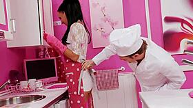 chef bends skinny tammie lee over for hardcore anal assfucking