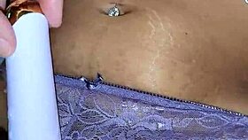 Vered's purple lingerie bedroom play teases her juicy pussy?