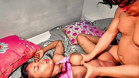 Stepmom and teen dive into scorching ffm threesome action!