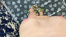 Giant woman crushes tiny sweet bears beneath her powerful curves