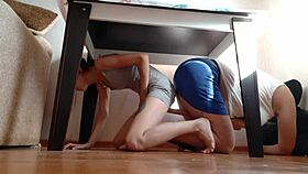 hiding under the desk rubbing wet pussies in miniskirts together?