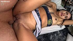 brazilian teen eva damarte takes bareback doggystyle pounding and facial cumshot