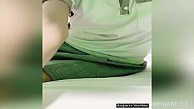 curious college cutie in glasses slips toy in bed then gets pounded by classmate in homemade latina party clip