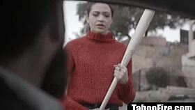 Hot brunette teen roughly fucked bent over doggystyle by creep guy 😈💦