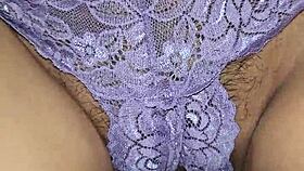 Vered's purple lingerie bedroom play teases her juicy pussy?
