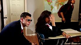 classy babe rides cock cowgirl with passionate spooning vibes 😍