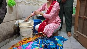 bhabhi gets pounded hard while washing clothes in risky bathroom outdoor spot