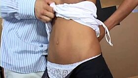 milf cougar rides cock doggystyle in office after blowjob tease