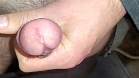 sticky slidy precum drips from throbbing cock in close-up european cumshot