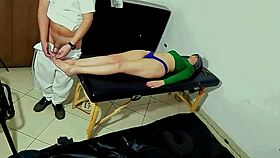 During foot bath massage he licks toes sucks feet and explodes cum on them