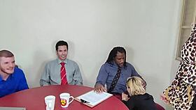 office turns crazy with slutty babe taking big cocks everywhere